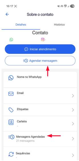 Mensagens Agendadas - Tela do Chat