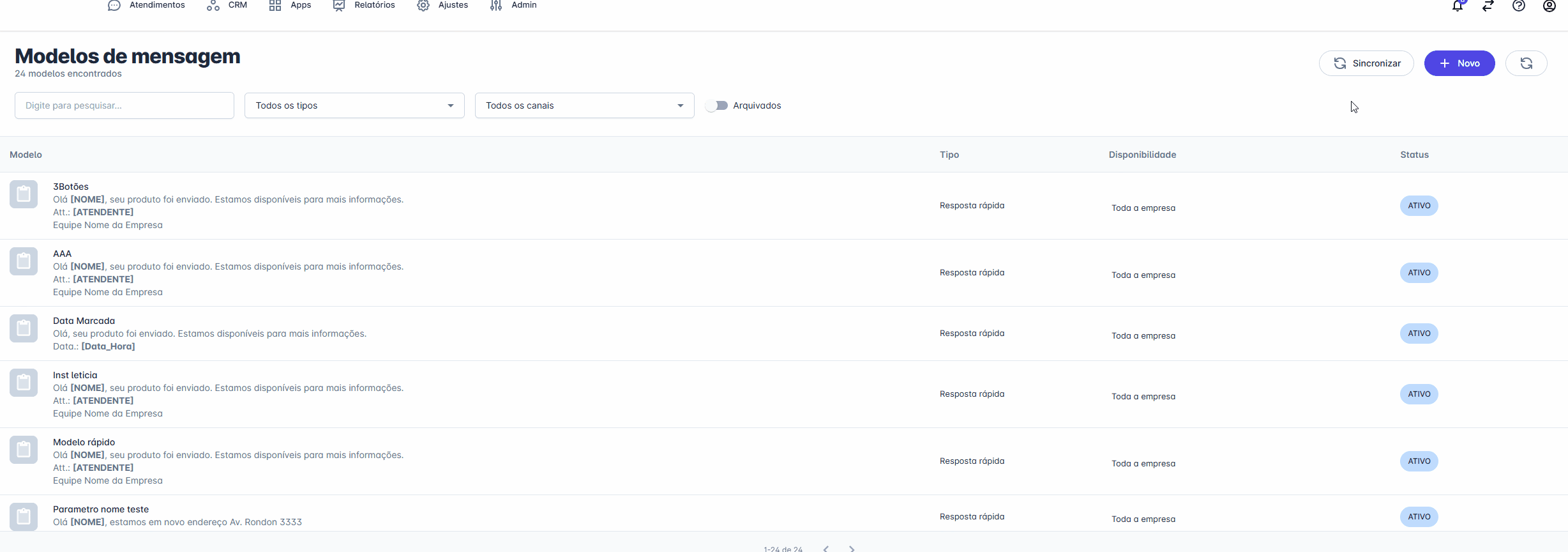 Nova Sincronização de Modelos