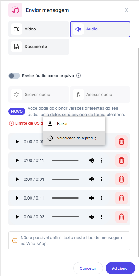 Lista de Áudios