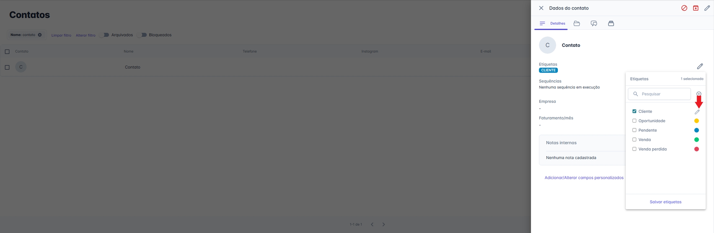 Painel de Etiquetas