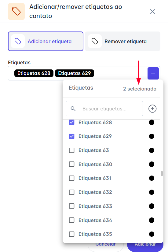 Selecionar etiquetas