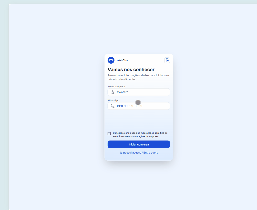 Fluxo de validação OTP e acesso às conversas no WebChat