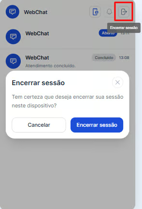 Modal de Encerrar sessão